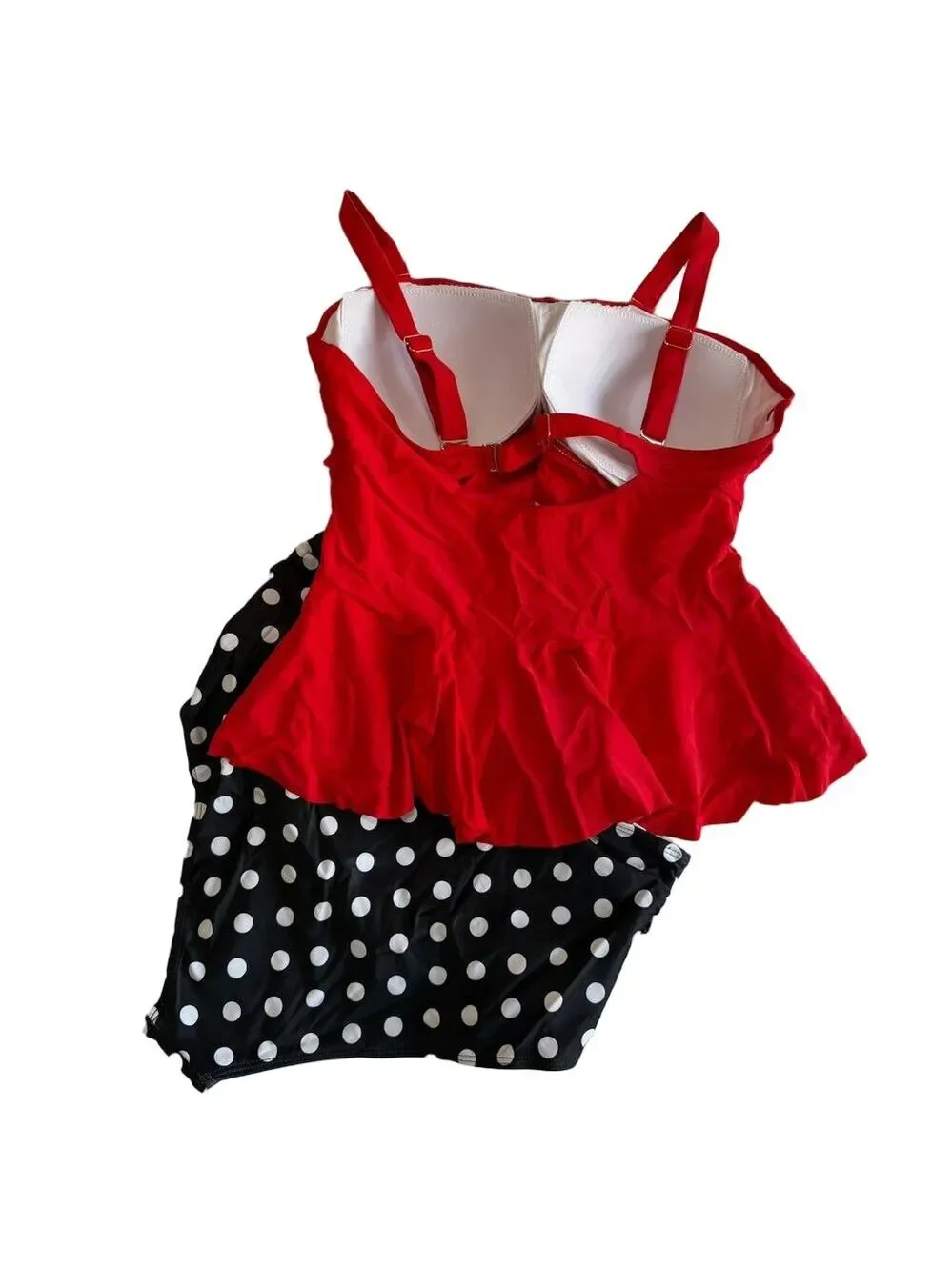 Daci NEW Women's Plus Size 2 Piece Polka Dot and Flounce Top Swimsuit Size 16W